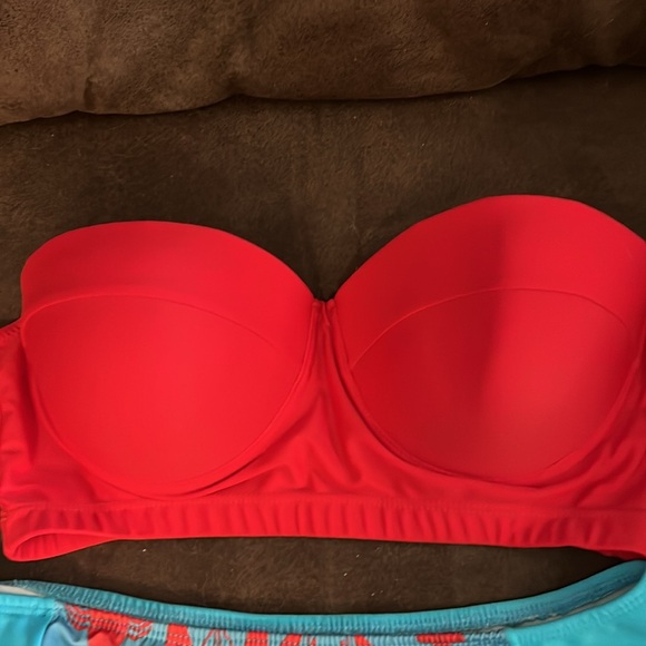 Super cute lobster print bottom - high waisted, bright red underwire top sz L - Picture 2 of 7